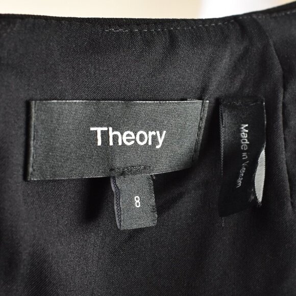 Theory Scoop Flounce Dress Black - 8 - Picture 9 of 9